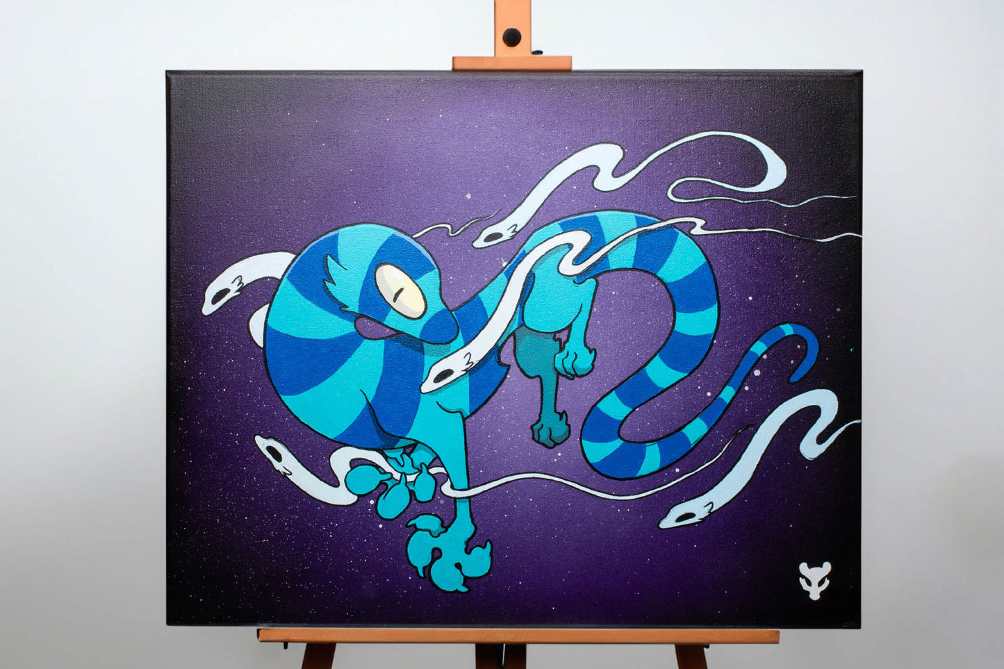 Christian Zeppieri's blue lizard painting