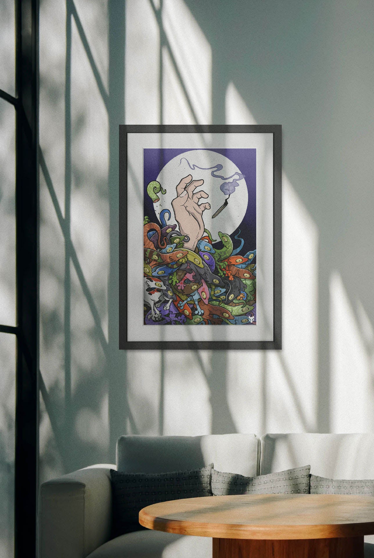 Christian Zeppieri's Blizzard painting hanging on a wall