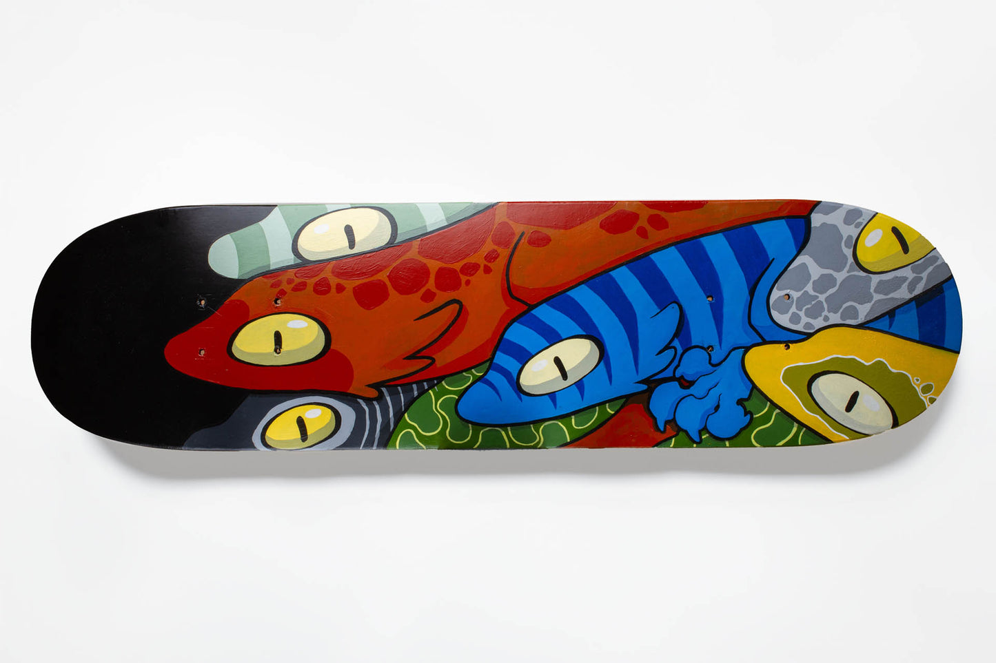 Top view of Christian Zeppieri's custom painted Skateboard Deck