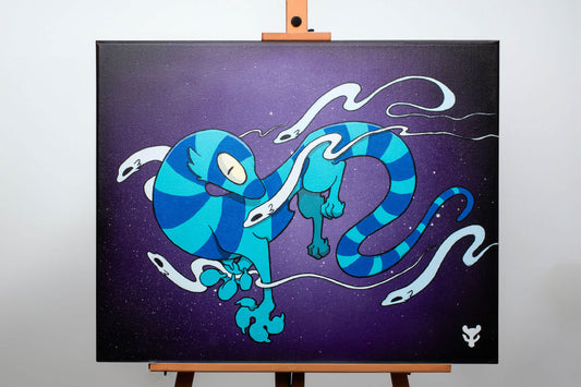 Christian Zeppieri's blue lizard painting